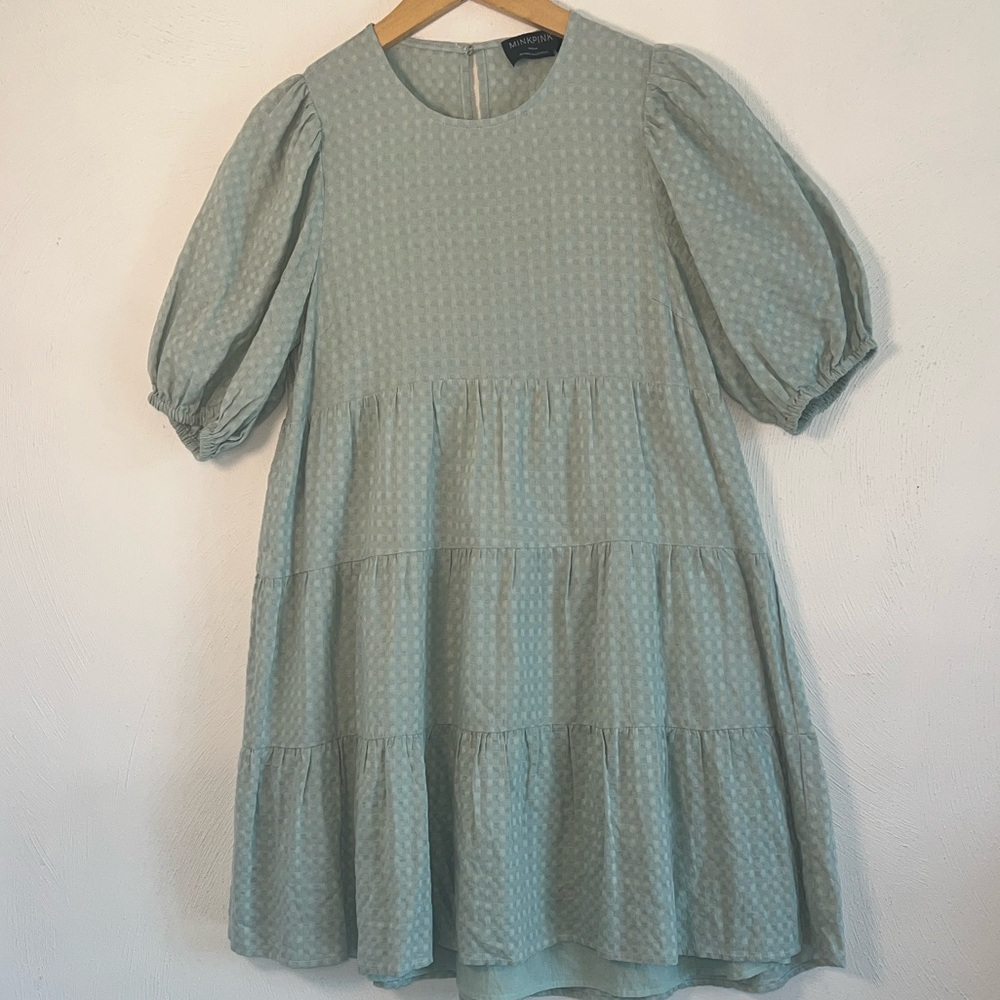 MINKPINK Puff sleeves Babydoll Tiered Dress